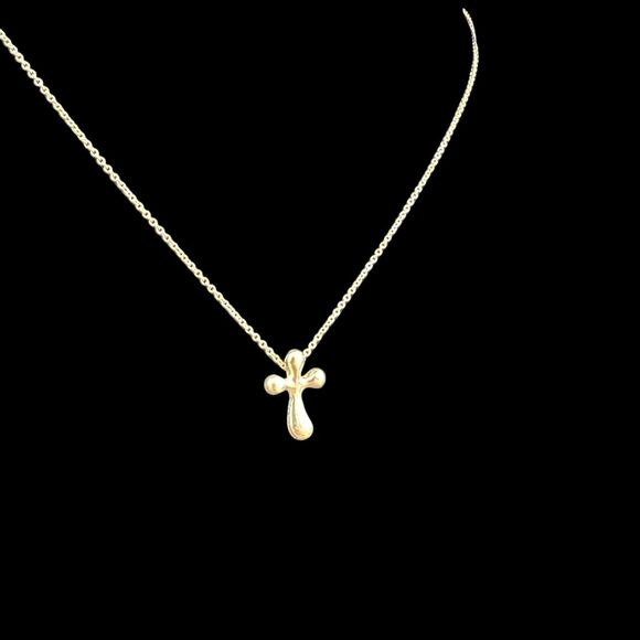 Tiffany & Co. Elsa Peretti Sterling Silver Medium Cross Pendant Necklace 16” - Picture 4 of 12